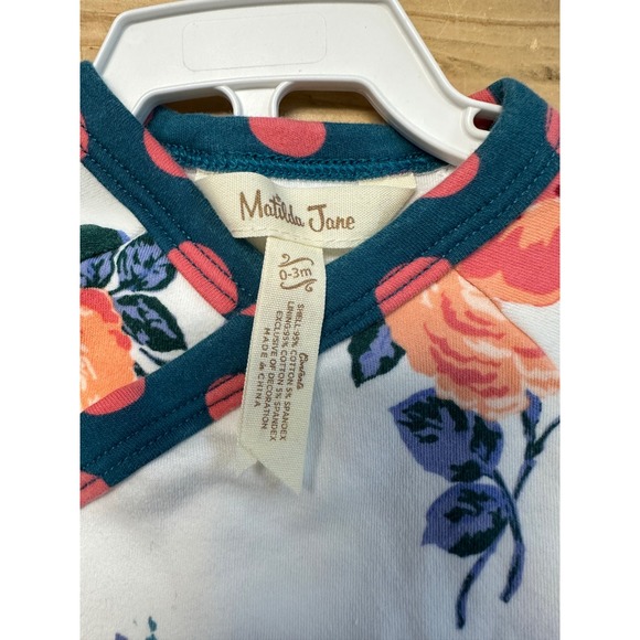 Matilda Jane Girls Floral Wrap Top Footed Outfit Set 0-3 Months - Picture 2 of 4